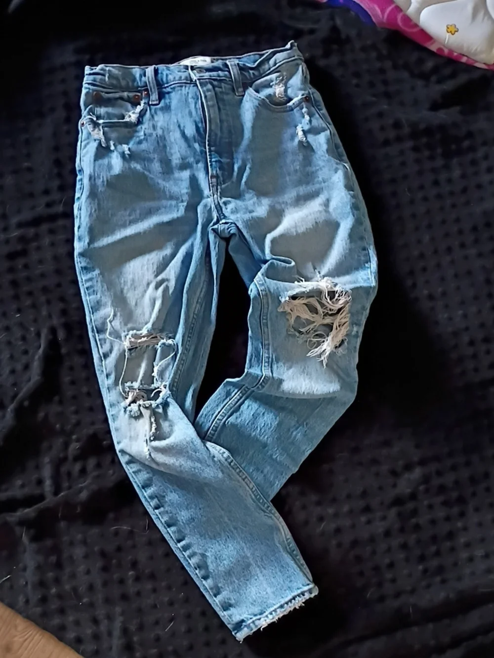 Abercrombie & Fitch Light Blue Distressed Boyfriend Jeans